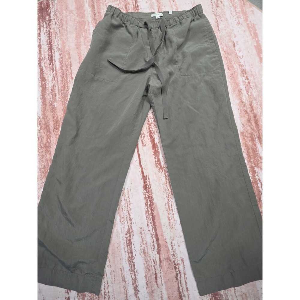 Vince. Women's Green Solid Drawstring Mid-Rise Wide-Leg Utility Pants Size LRG